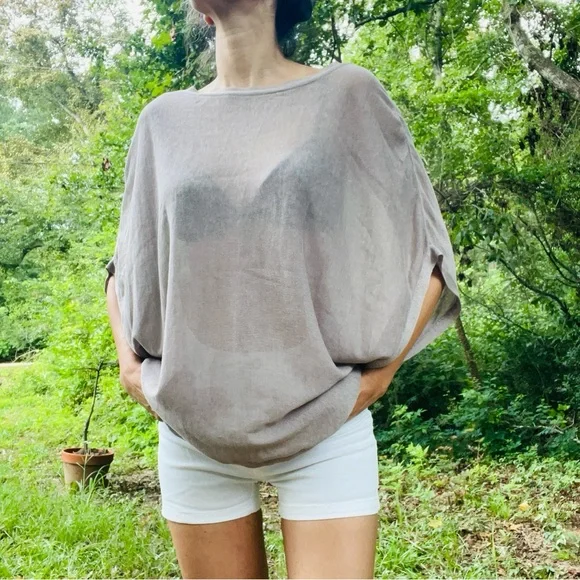 Joie Linen Silk Blend Oversized Blouse Size XS Tan Brown Mushroom Taupe - Picture 8 of 10